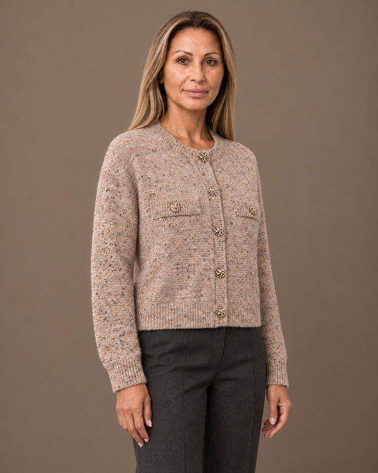 Tiffosi Abbigliamento Cardigan bouclé con bottoni gioiello 
