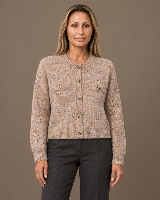 Tiffosi Abbigliamento Cardigan bouclé con bottoni gioiello 