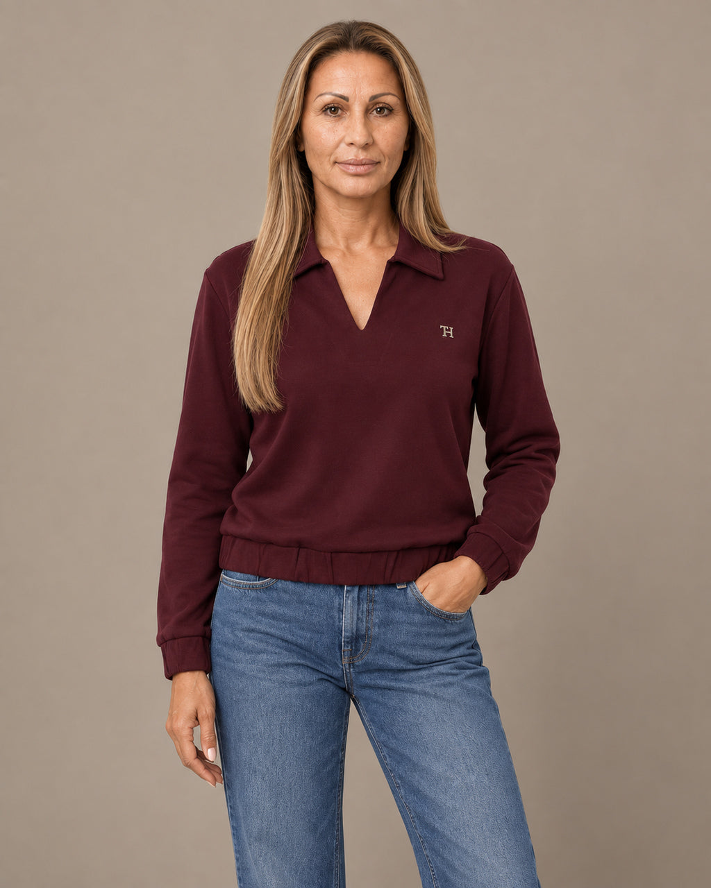 Tiffosi Abbigliamento Felpa con scollo a V e fondo elasticizzato 