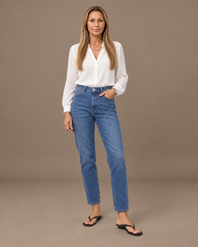 Tiffosi Abbigliamento Jeans a vita alta in denim blu scuro 