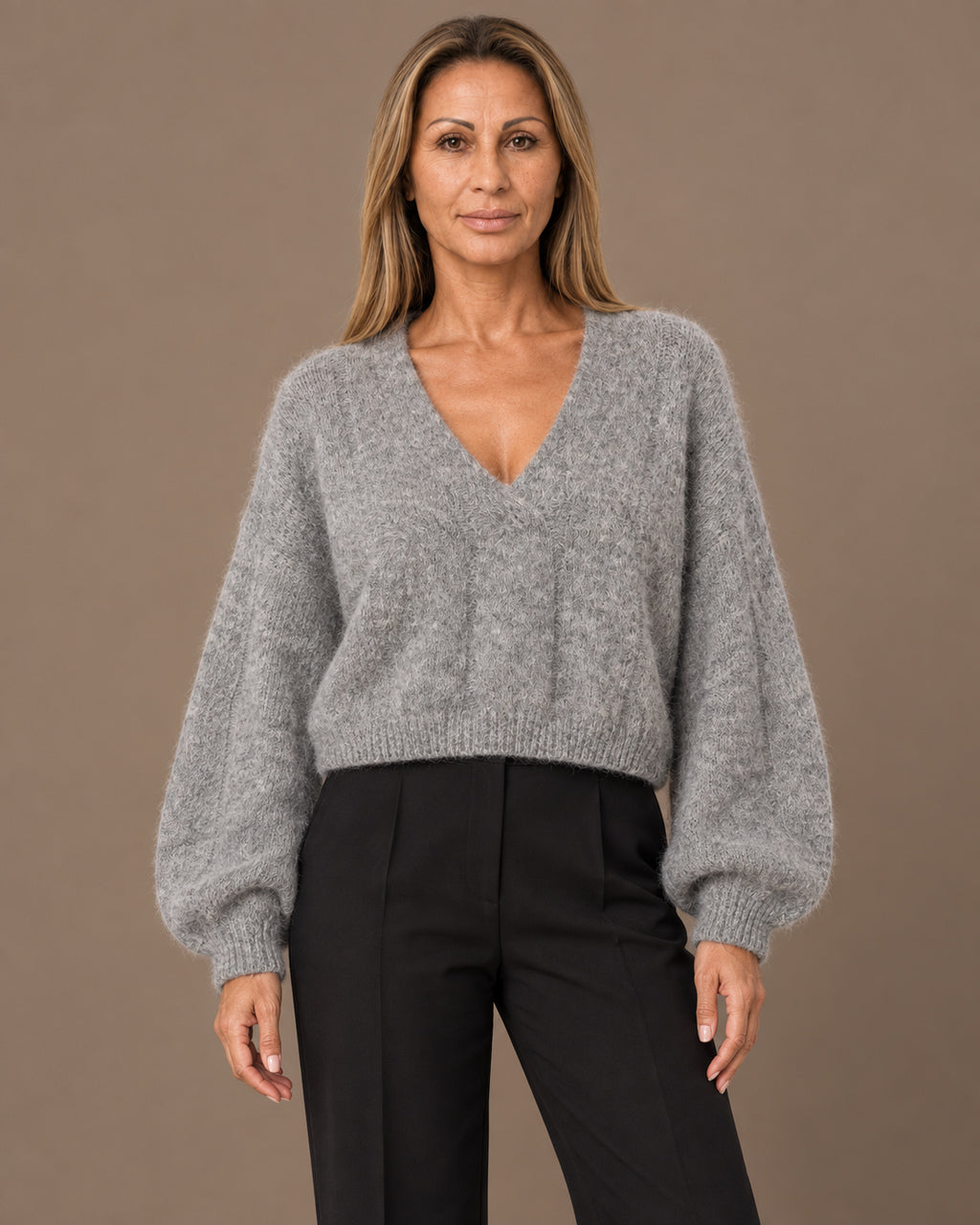 Tiffosi Abbigliamento Maglia corta mélange con scollo a V 