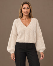 Maglia corta mélange con scollo a V Tiffosi Betulla
