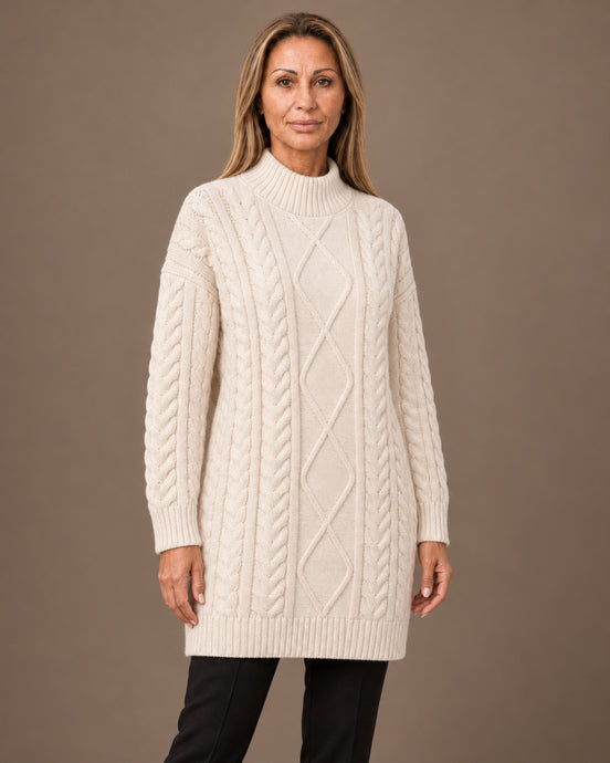 Tiffosi Abbigliamento Maglia lunga a collo alto con trecce e rombi 