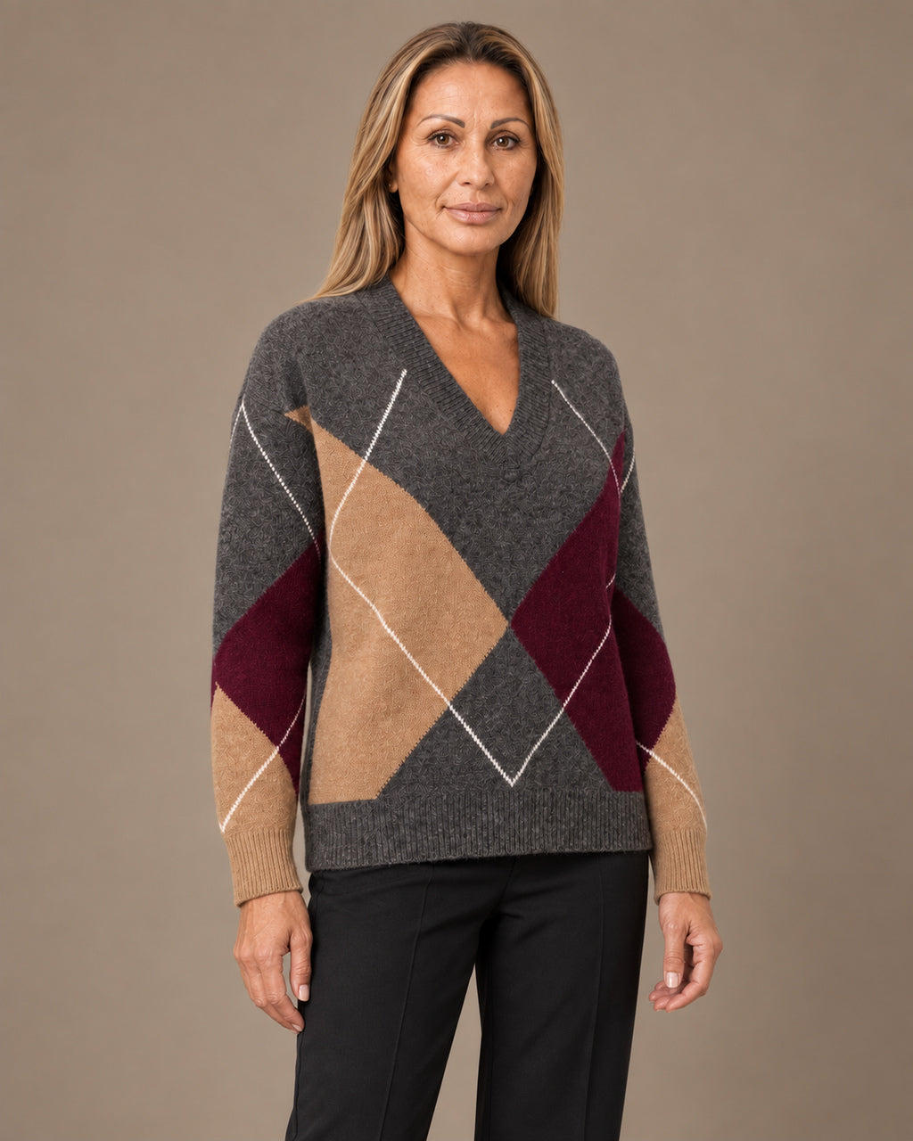 Tiffosi Abbigliamento Maglia con scollo a V e maxi rombi 