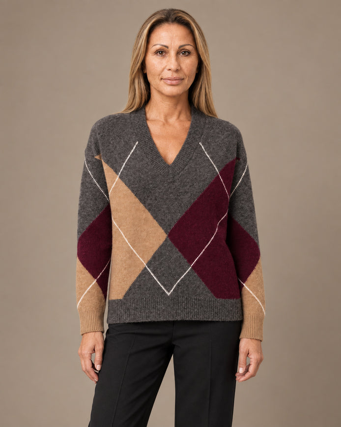 Tiffosi Abbigliamento Maglia con scollo a V e maxi rombi 